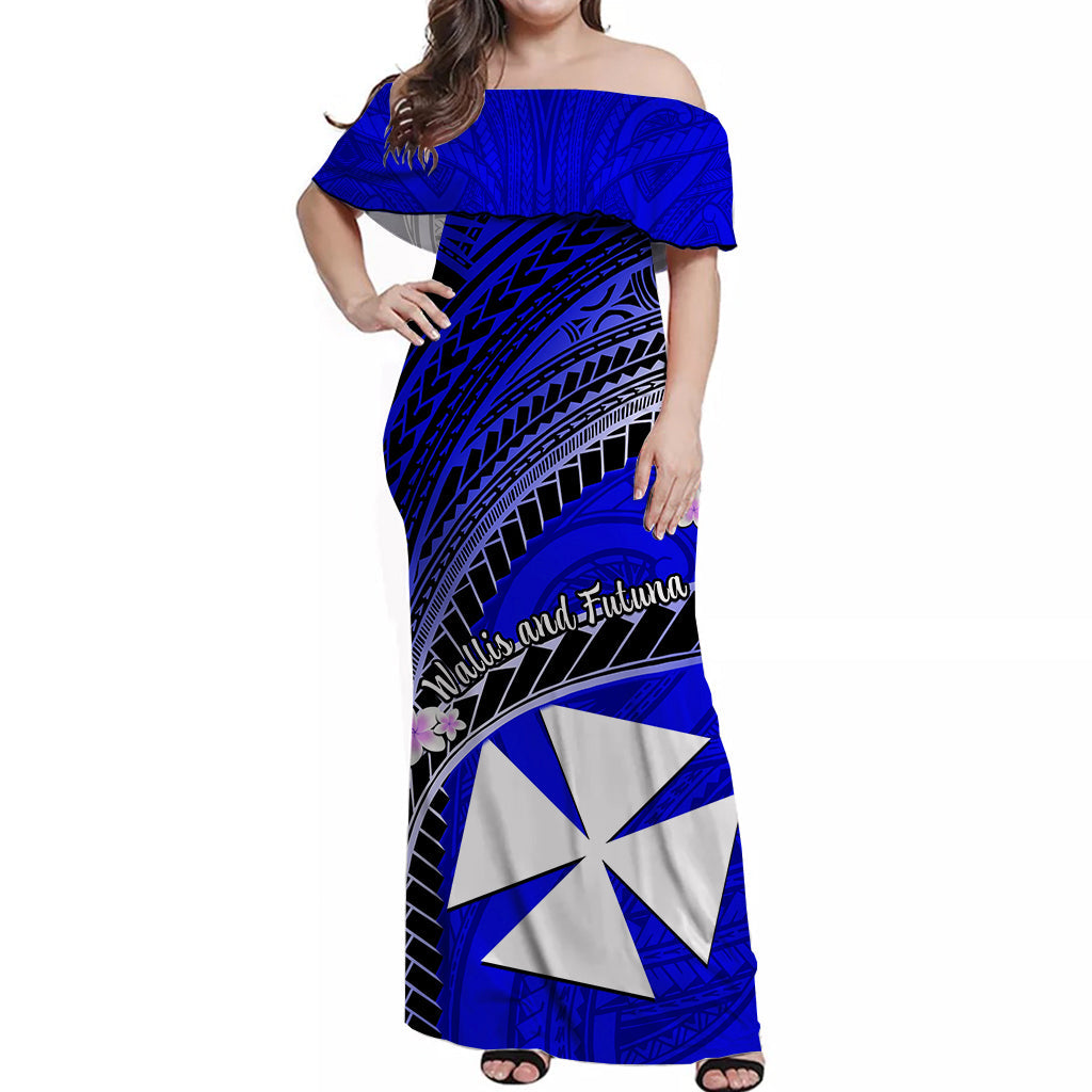 Custom Wallis And Futuna Matching Dress and Hawaiian Shirt Plumeria Flowers with Blue Polynesian Pattern LT14 - Polynesian Pride