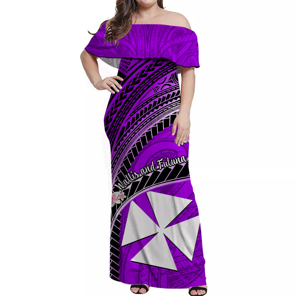 Custom Wallis And Futuna Matching Dress and Hawaiian Shirt Plumeria Flowers with Purple Polynesian Pattern LT14 - Polynesian Pride