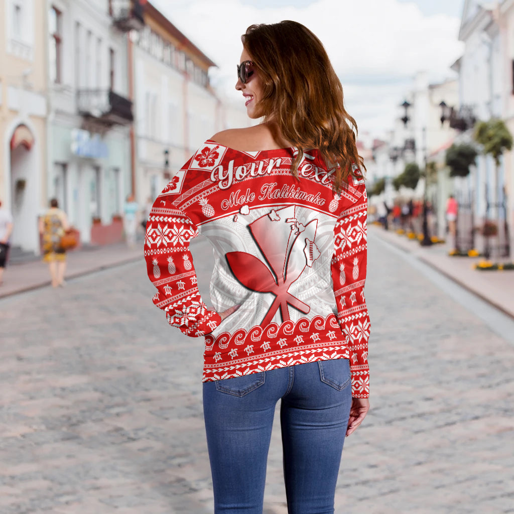 Custom Personalised Hawaii Christmas Off Shoulder Sweater Kanaka Polynesian Santa Claus Mele Kalikimaka LT14 - Polynesian Pride