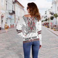 (Custom Personalised) Polynesian Off Shoulder Sweater Dashiki With Polynesian Tattoo Royal Version LT14 - Polynesian Pride