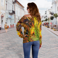 (Custom Personalised) Hei Tiki Maori Off Shoulder Sweater Fern Aotearoa Ta Moko Sun LT13 - Polynesian Pride