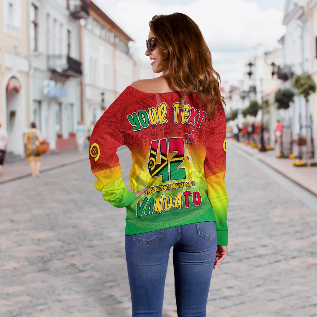 (Custom Personalised) Vanuatu Independence Day Off Shoulder Sweater 42nd Anniversary Yumi Yumi Yumi LT13 - Polynesian Pride