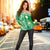 Rarotonga Cook Islands Off Shoulder Sweater Turtle and Map Style Green LT13 Women Green - Polynesian Pride