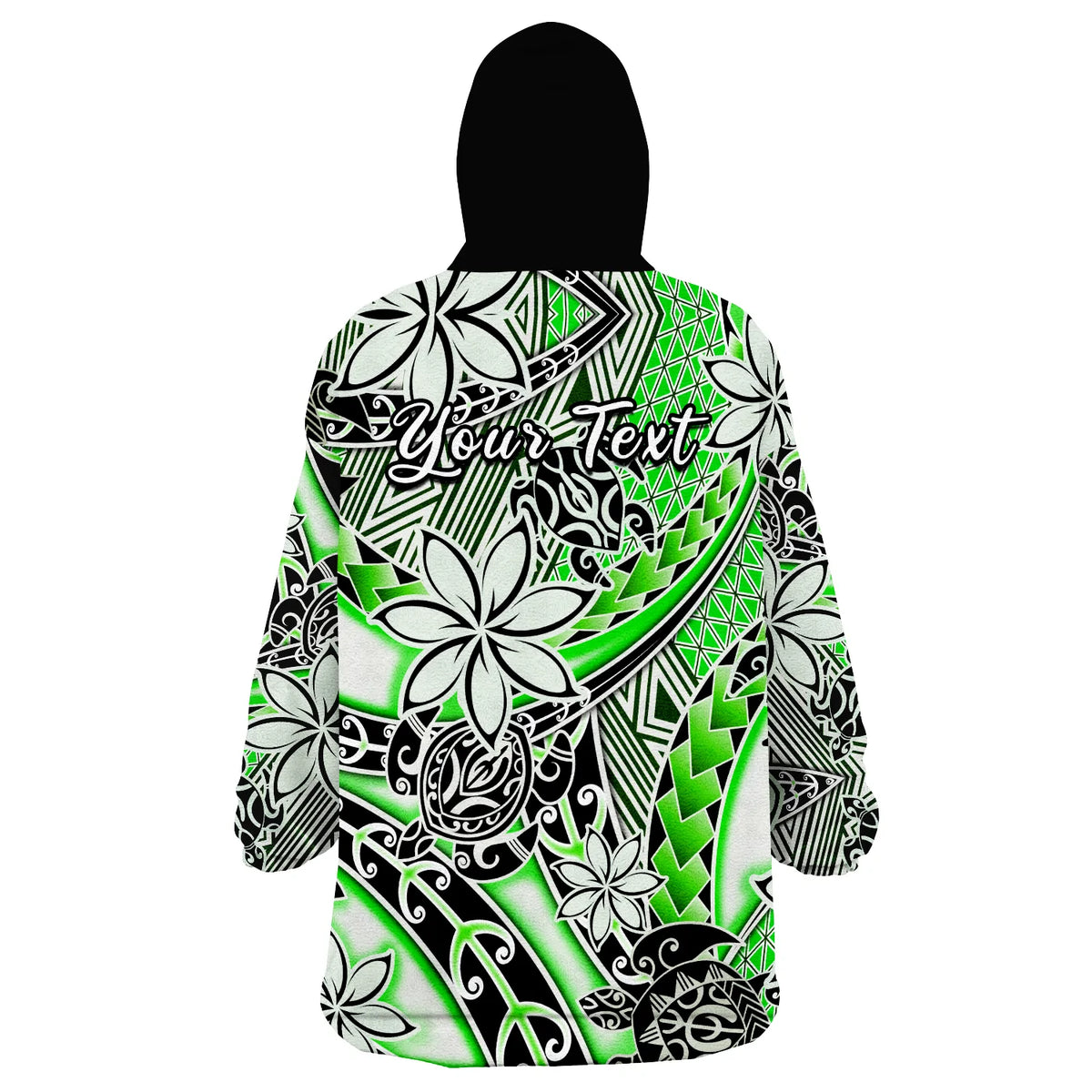 (Custom Personalised) Hawaii Wearable Blanket Hoodie Tribal Plumeria With Polynesian Turtle Ver.01 LT14 - Polynesian Pride