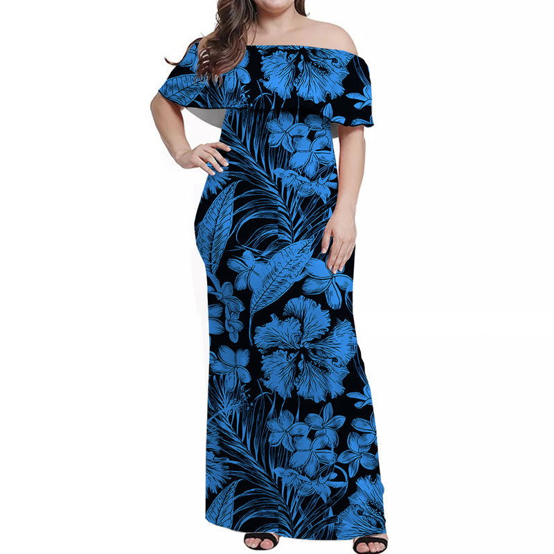 Matching Couple Hawaiian Outfits Polynesian Matching Tropical Outfits For Couples Blue LT6 - Polynesian Pride