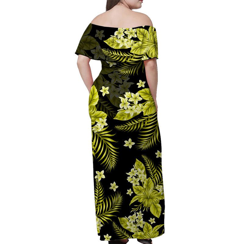 Polynesian Couple Outfits Hawaii Summer Colorful Matching Dress and Hawaiian Shirt Yellow LT6 - Polynesian Pride