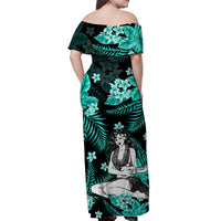 Hawaii Summer Colorful Hula Girl Matching Dress and Hawaiian Shirt Turquesa LT6 - Polynesian Pride