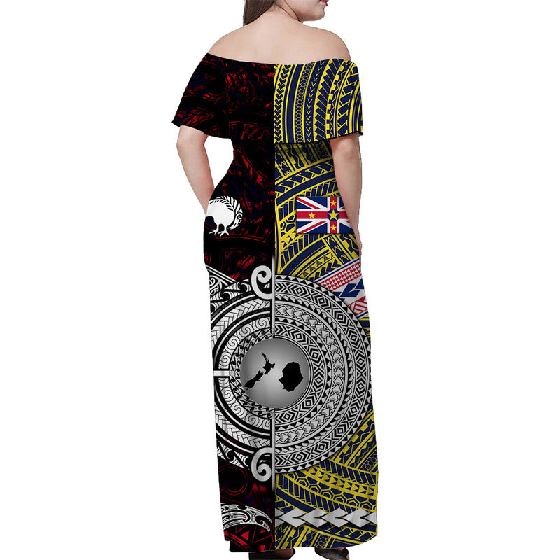 Polynesian Matching Hawaiian Shirt and Dress New Zealand Niue Together Red LT8 - Polynesian Pride