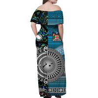 New Zealand And Fiji Off Shoulder Long Dress Together - Paua Shell LT8 - Polynesian Pride