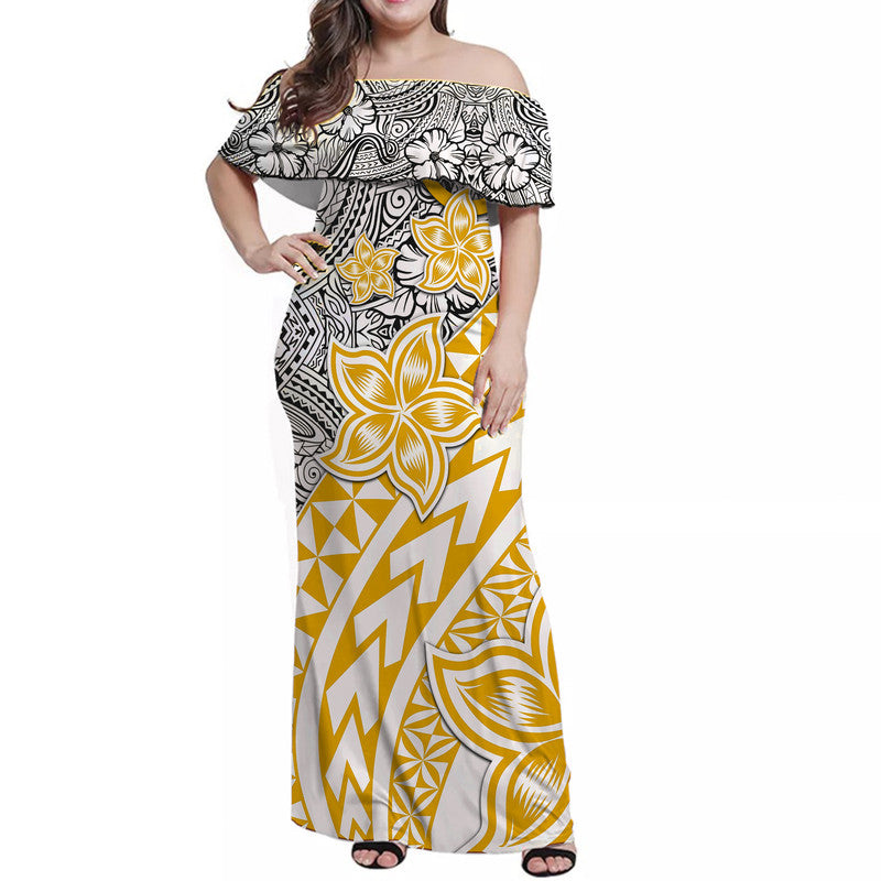 Traditional Polynesian Tribal Tattoo Retro Matching Dress and Hawaiian Shirt Yellow LT9 - Polynesian Pride
