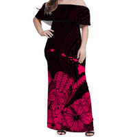 Hawaii Shaka Sign Couple Long Dress and Hawaiian Shirt Pink Version LT9 - Polynesian Pride