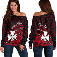 Wallis et Futuna Personalised Off Shoulder Sweater Tapa Hibiscus Vibes LT7 Women Red - Polynesian Pride