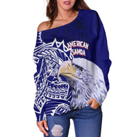 American Samoa Personalised Off Shoulder Sweater Bald Eagle LT7 - Polynesian Pride