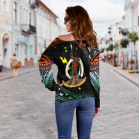 Vanuatu Proud To Be A Ni-Van - Polynesian Pattern Off Shoulder Sweater - Penama Province LT7 - Polynesian Pride