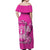 Hawaii Tiki Off Shoulder Long Dress Polynesian Pink Style LT6 - Polynesian Pride