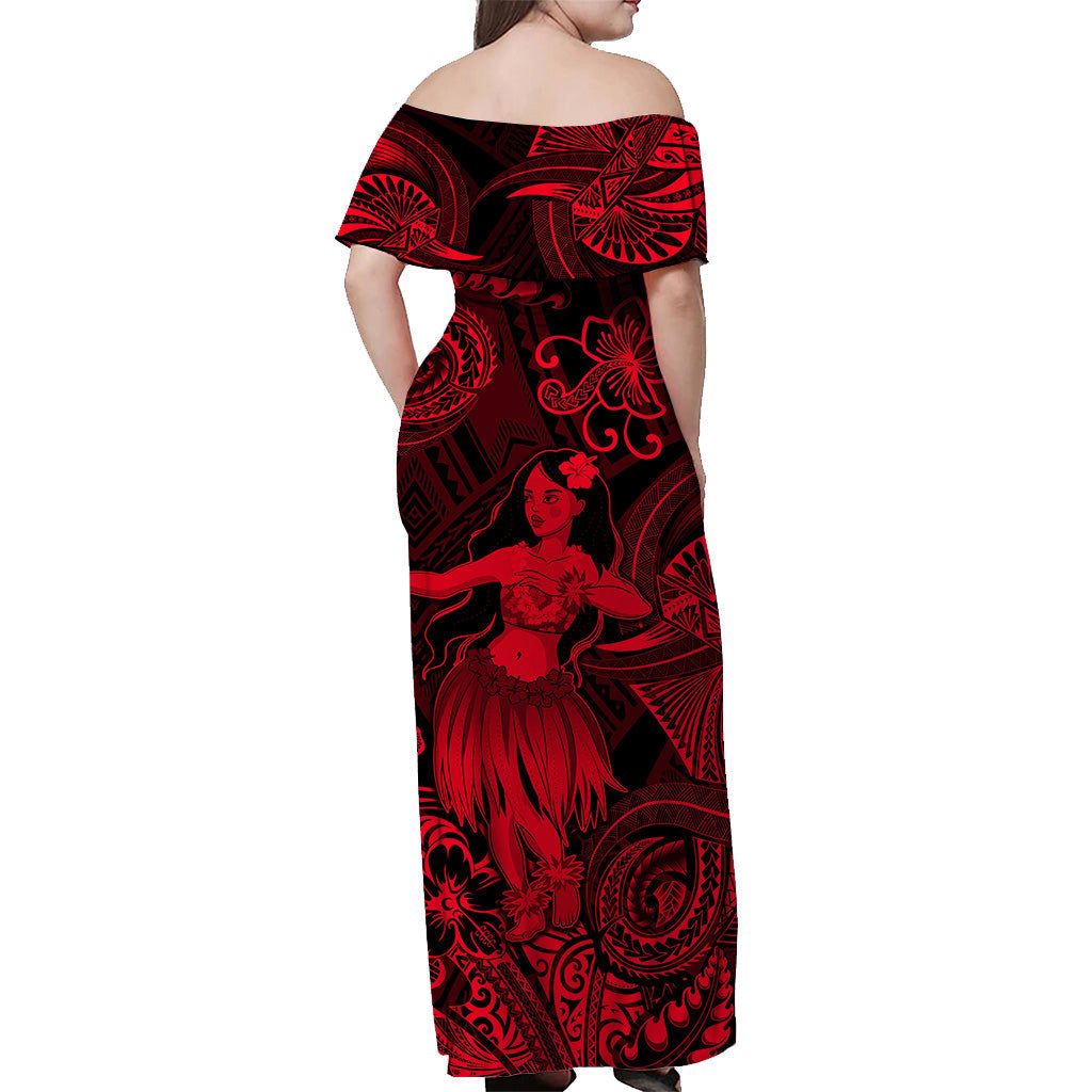 Hawaii Hula Girl Polynesian Matching Dress and Hawaiian Shirt Matching Couples Outfit Unique Style Red LT8 - Polynesian Pride