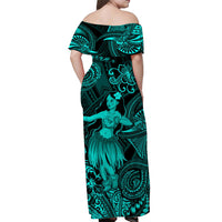 Hawaii Hula Girl Polynesian Matching Dress and Hawaiian Shirt Matching Couples Outfit Unique Style Turquoise LT8 - Polynesian Pride