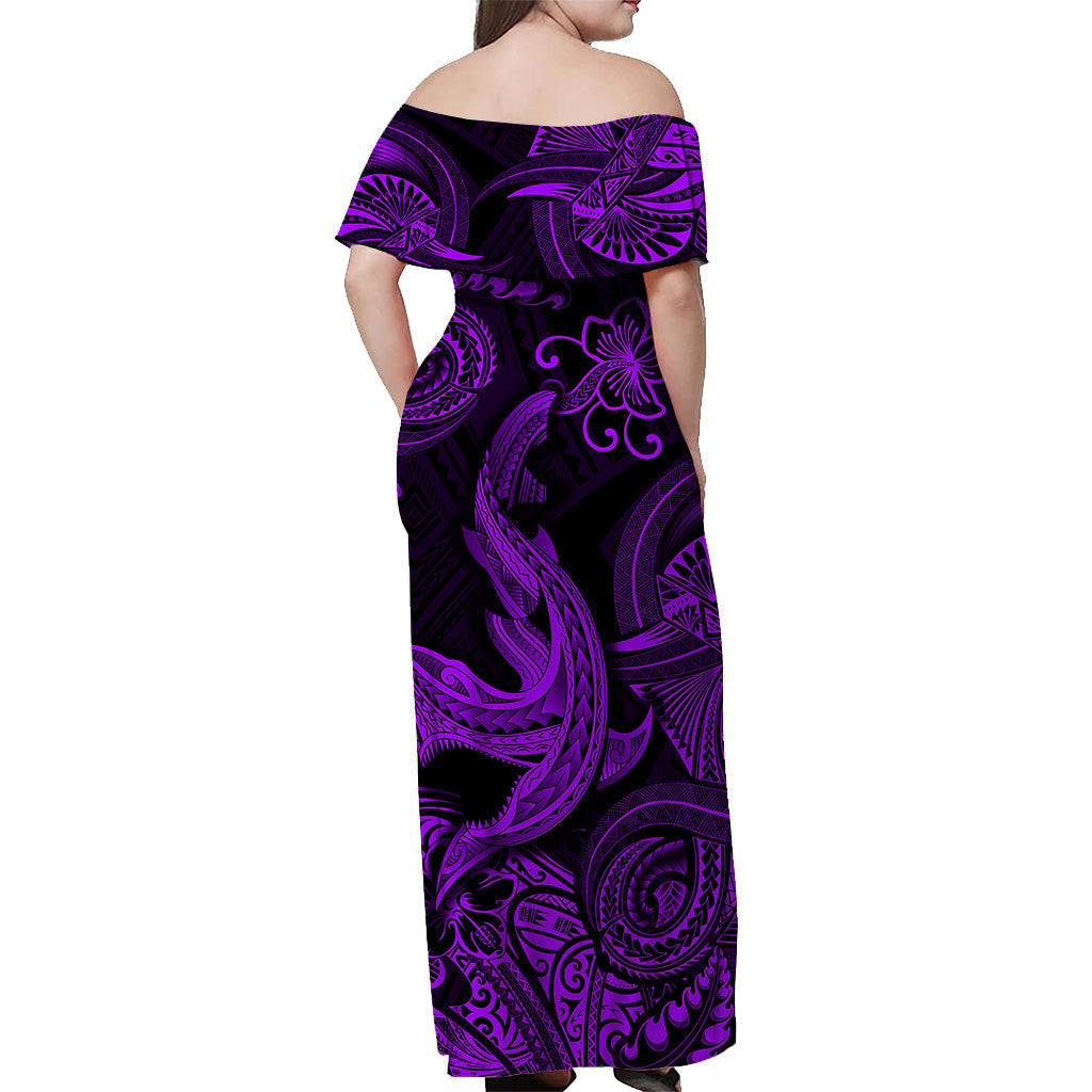 Hawaii Angry Shark Polynesian Matching Dress and Hawaiian Shirt Matching Couples Outfit Unique Style Purple LT8 - Polynesian Pride