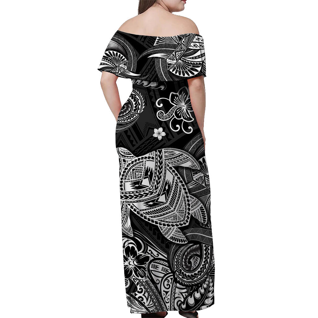 Hawaii Turtle Polynesian Matching Dress and Hawaiian Shirt Matching Couples Outfit Plumeria Flower Unique Style Black LT8 - Polynesian Pride