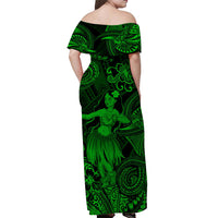Hawaii Hula Girl Polynesian Matching Dress and Hawaiian Shirt Matching Couples Outfit Unique Style Green LT8 - Polynesian Pride