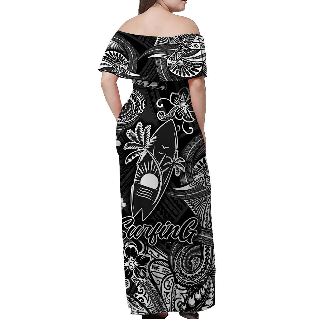 Hawaii Surfing Polynesian Matching Dress and Hawaiian Shirt Matching Couples Outfit Unique Style Black LT8 - Polynesian Pride