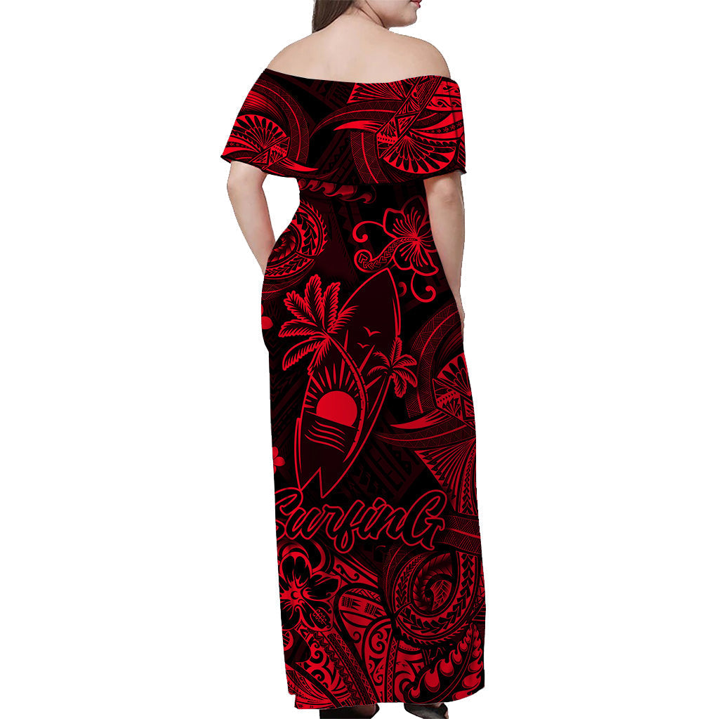Hawaii Surfing Polynesian Matching Dress and Hawaiian Shirt Matching Couples Outfit Unique Style Red LT8 - Polynesian Pride