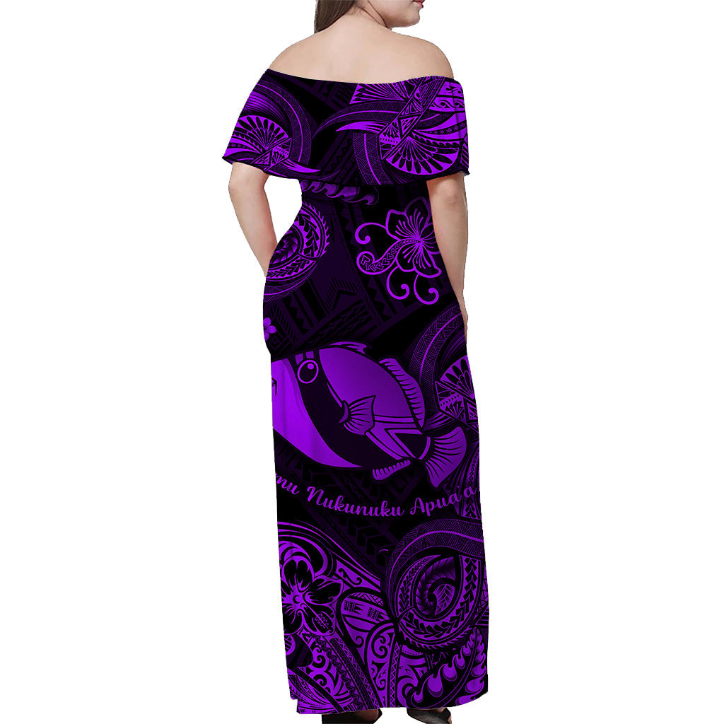 Hawaii State Fish: Humuhumu Nukunuku Apuaa Polynesian Matching Dress and Hawaiian Shirt Matching Couples Outfit Unique Style Purple LT8 - Polynesian Pride
