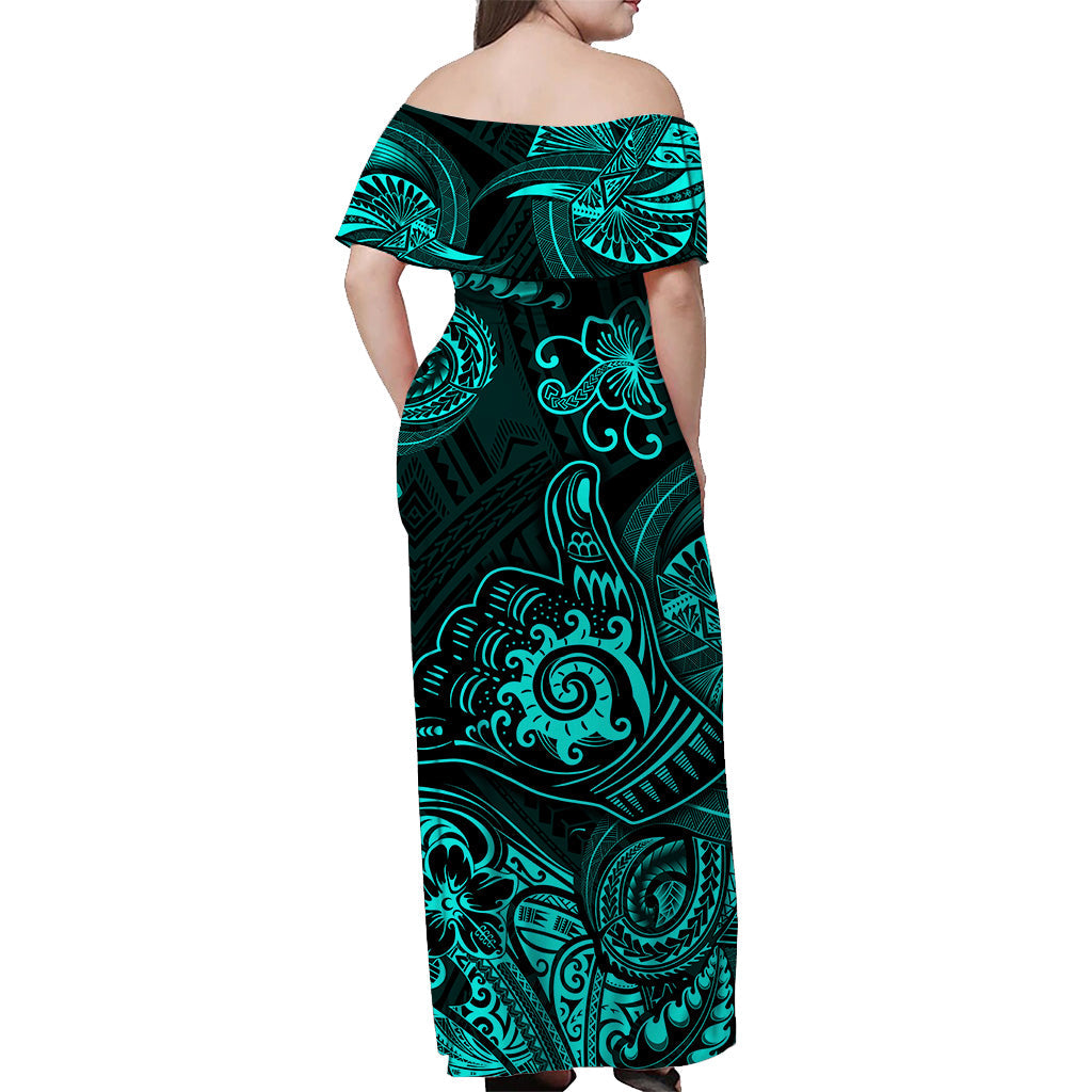 Hawaii Shaka Polynesian Matching Dress and Hawaiian Shirt Matching Couples Outfit Unique Style Turquoise LT8 - Polynesian Pride
