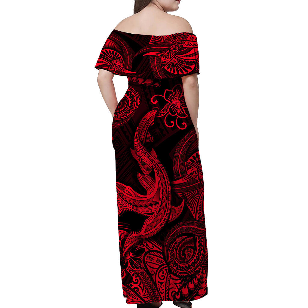Hawaii Angry Shark Polynesian Matching Dress and Hawaiian Shirt Matching Couples Outfit Unique Style Red LT8 - Polynesian Pride