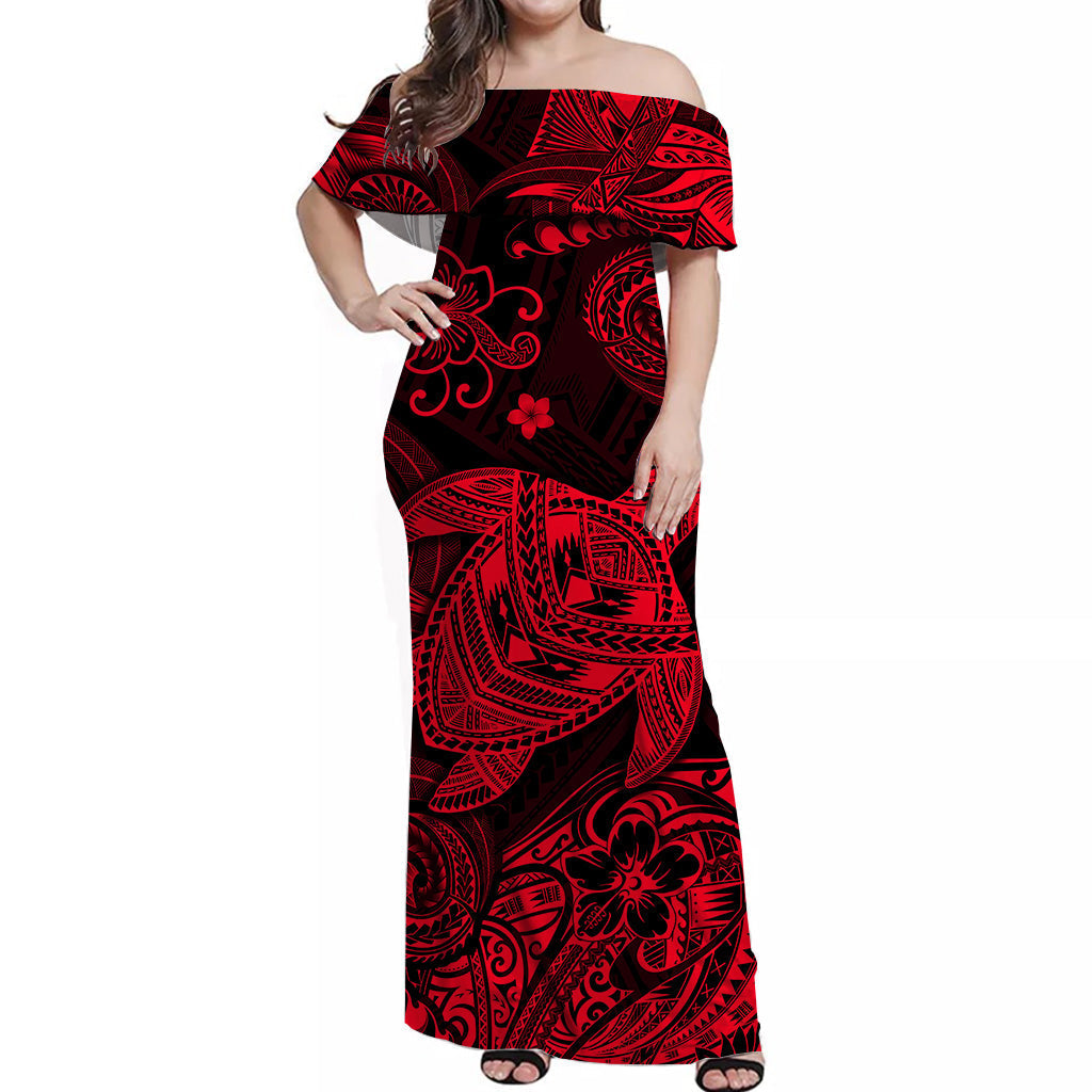 Hawaii Turtle Polynesian Matching Dress and Hawaiian Shirt Matching Couples Outfit Plumeria Flower Unique Style Red LT8 - Polynesian Pride