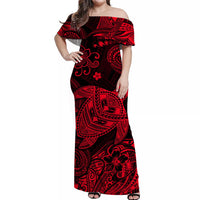 Hawaii Turtle Polynesian Matching Dress and Hawaiian Shirt Matching Couples Outfit Plumeria Flower Unique Style Red LT8 - Polynesian Pride
