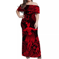 Hawaii Hula Girl Polynesian Matching Dress and Hawaiian Shirt Matching Couples Outfit Unique Style Red LT8 - Polynesian Pride