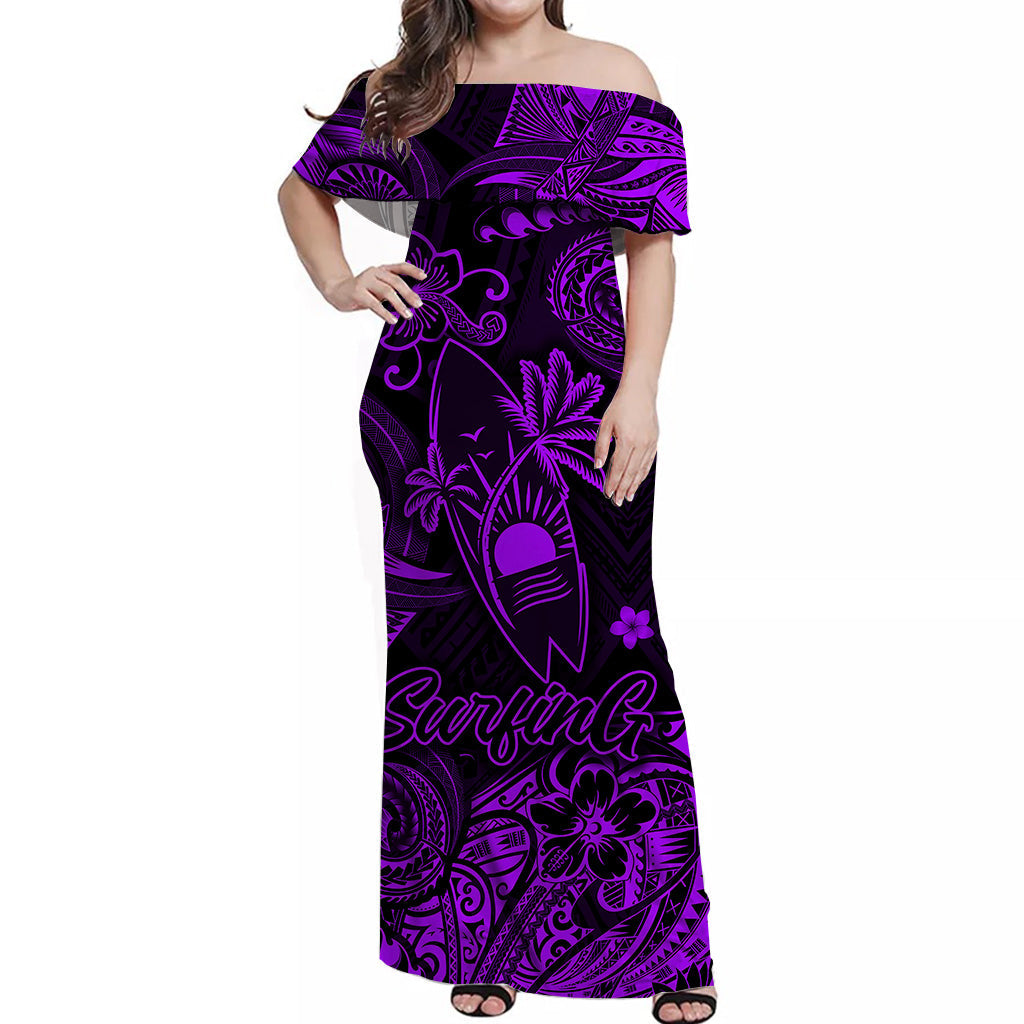 Hawaii Surfing Polynesian Matching Dress and Hawaiian Shirt Matching Couples Outfit Unique Style Purple LT8 - Polynesian Pride