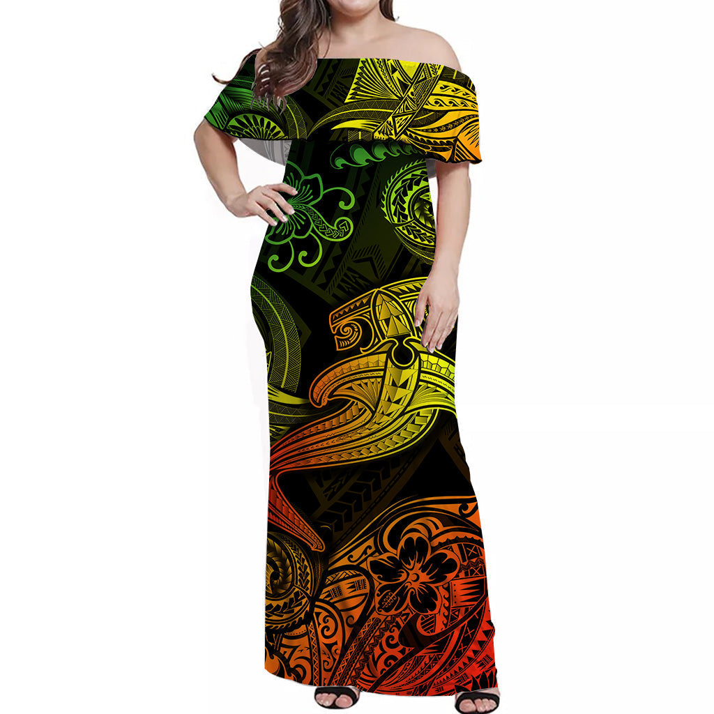 Hawaii Hammer Shark Polynesian Matching Dress and Hawaiian Shirt Matching Couples Outfit Unique Style Reggae LT8 - Polynesian Pride