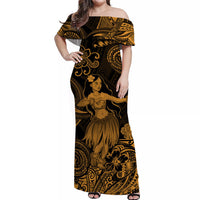 Hawaii Hula Girl Polynesian Matching Dress and Hawaiian Shirt Matching Couples Outfit Unique Style Gold LT8 - Polynesian Pride