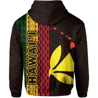 Polynesian Kakau Kanaka Flag Map of Hawaii Hoodie Orange - Polynesian Pride
