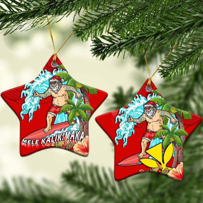 Hawaii Mele Kalikimaka Christmas Ornaments Santa Claus Surfing Xmas Time LT9 - Polynesian Pride