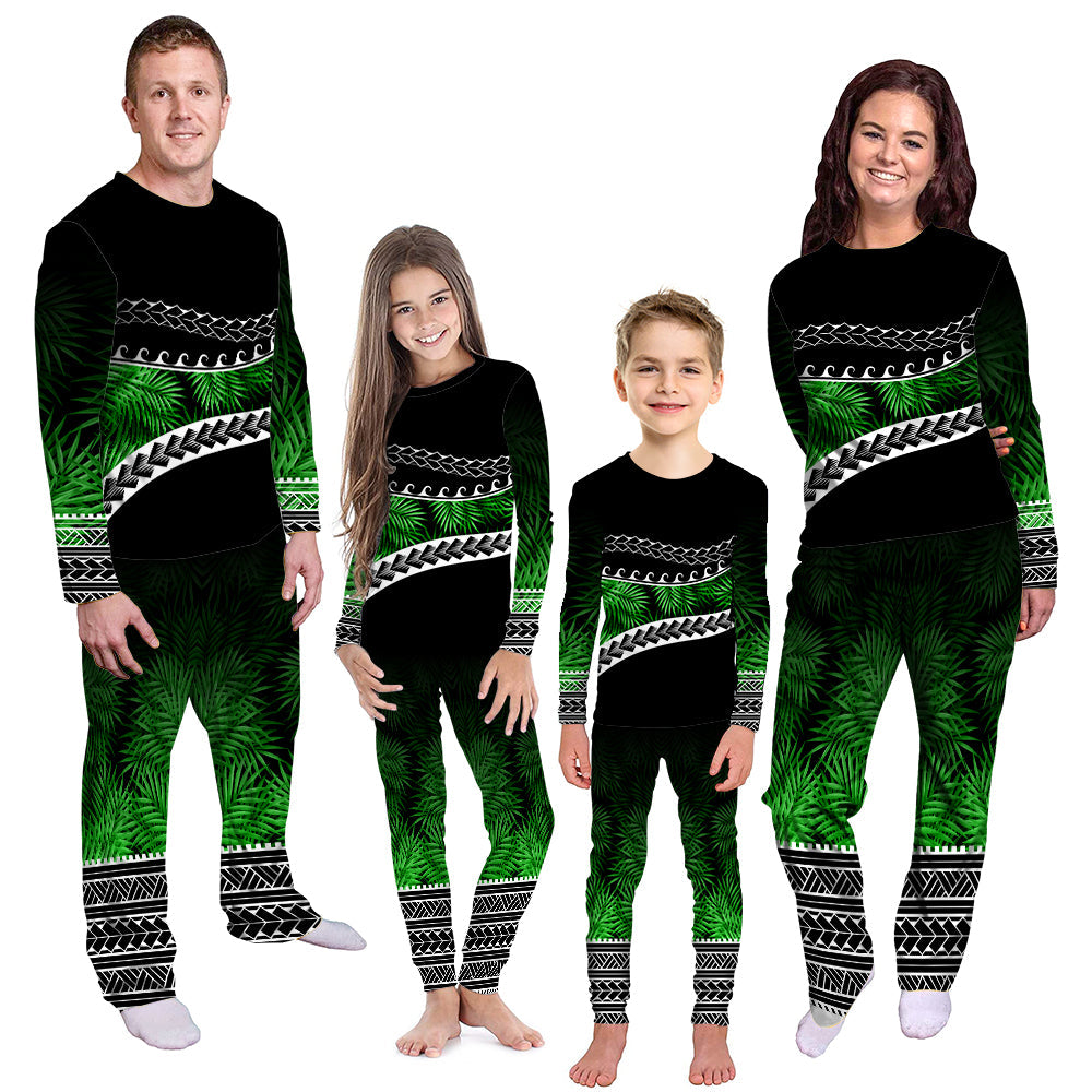 Polynesian Pattern Pajama Set Palm Style - Green LT7 - Polynesian Pride
