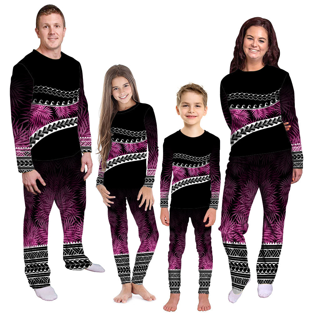 Polynesian Pattern Pajama Set Palm Style - Pink LT7 Kid - Polynesian Pride