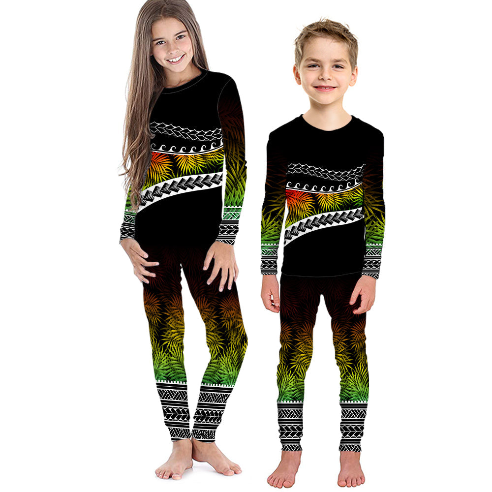 Polynesian Pattern Pajama Set KID Palm Style - Reggae LT7 Kid Reggae - Polynesian Pride