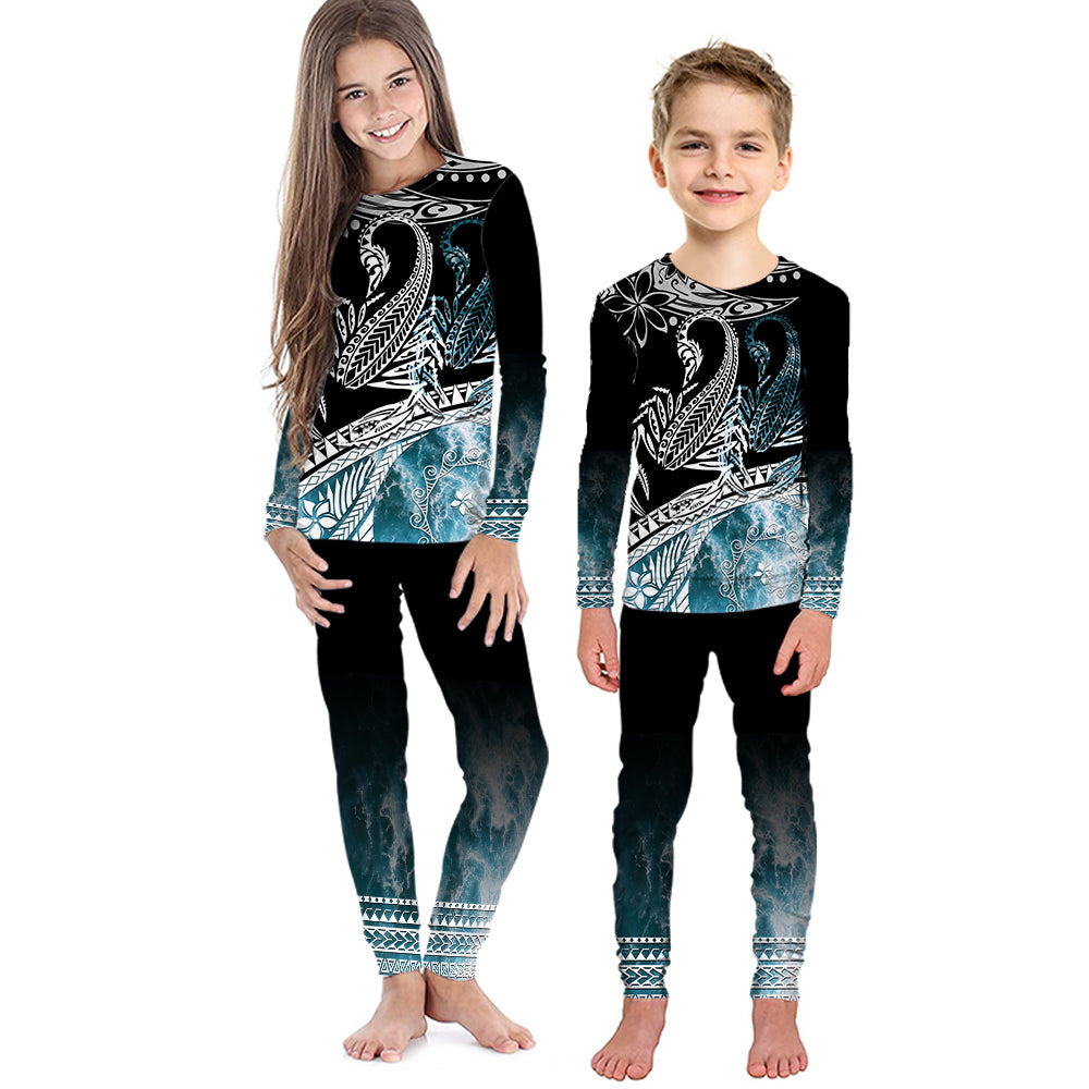 Polynesian Pajama Set KID Ocean Waves Style - Scorpion LT7 Kid Black - Polynesian Pride