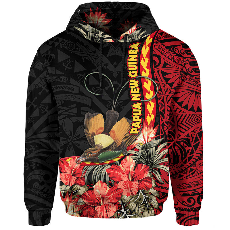 Custom Papua New Guinea Hoodie Unique Bird With Tropical Vintage Plant LT9 Hoodie Black - Polynesian Pride