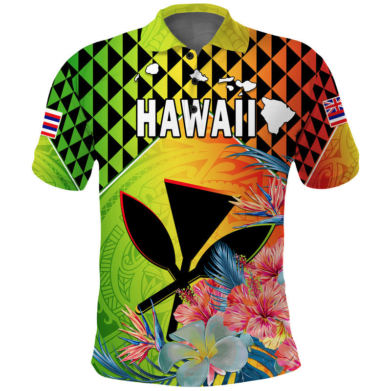 Hawaii Polo Shirt Hawaiian Tribal Kanaka Maoli Hibiscus LT14 Adult Reggae - Polynesian Pride