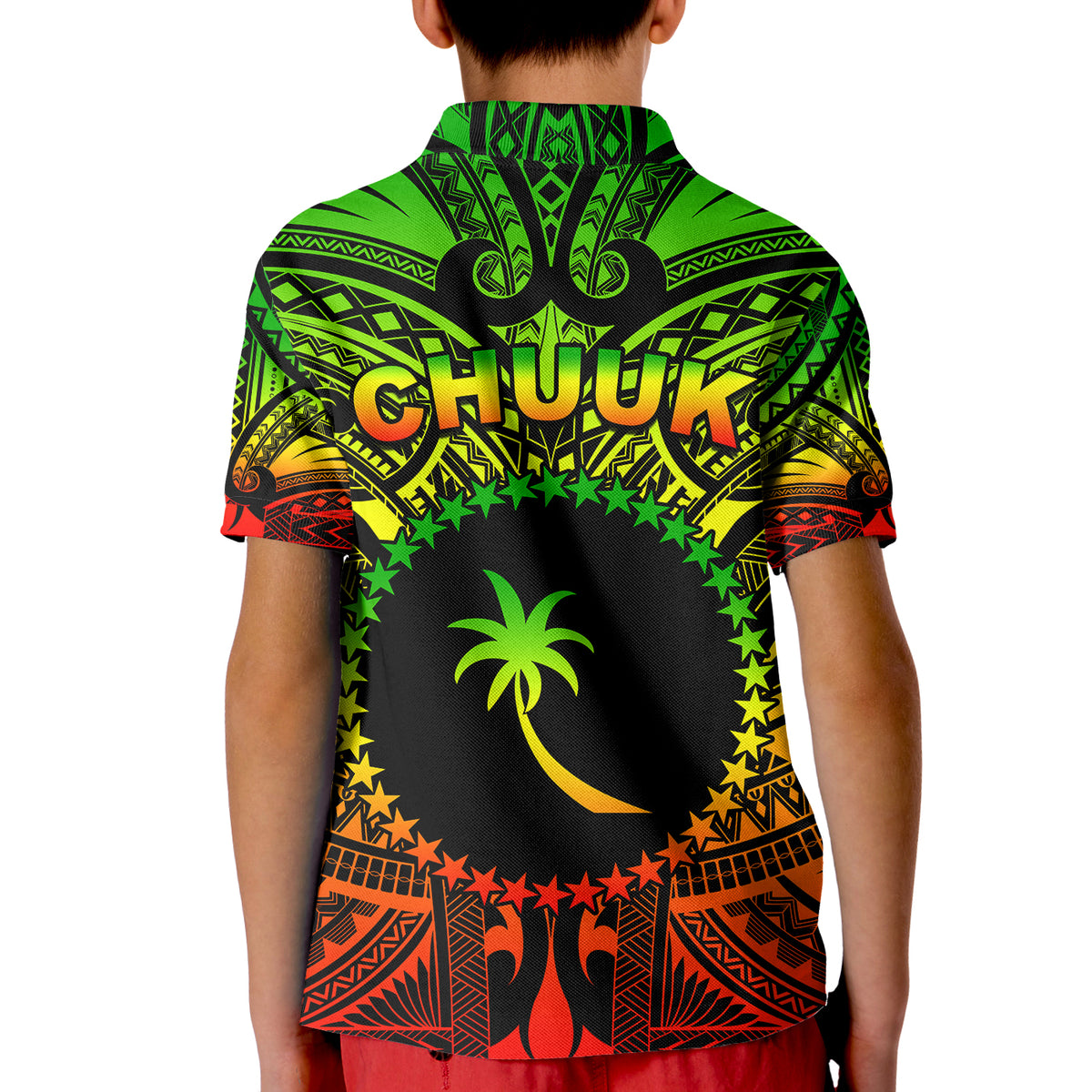 Chuuk Flag Polo Shirt KID Micronesia Style Reggae LT13 - Polynesian Pride