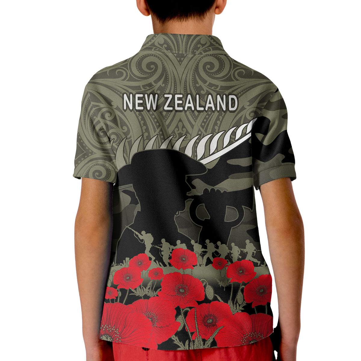 New Zealand ANZAC 2022 Polo Shirt KID Maori Camouflage LT14 - Polynesian Pride