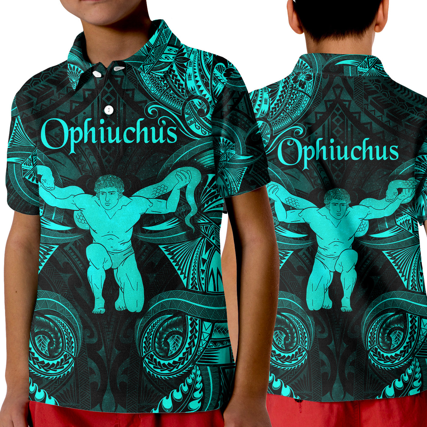 Ophiuchus Zodiac Polynesian Polo Shirt KID Unique Style - Turquoise LT8 Unisex Turquoise - Polynesian Pride