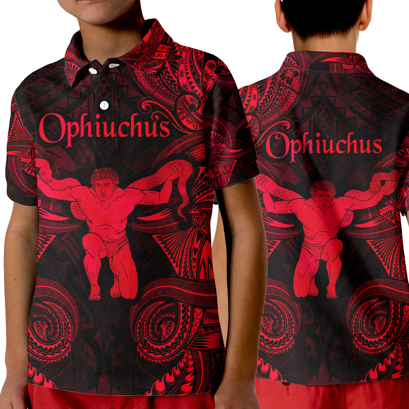 Ophiuchus Zodiac Polynesian Polo Shirt KID Unique Style - Red LT8 Unisex Red - Polynesian Pride
