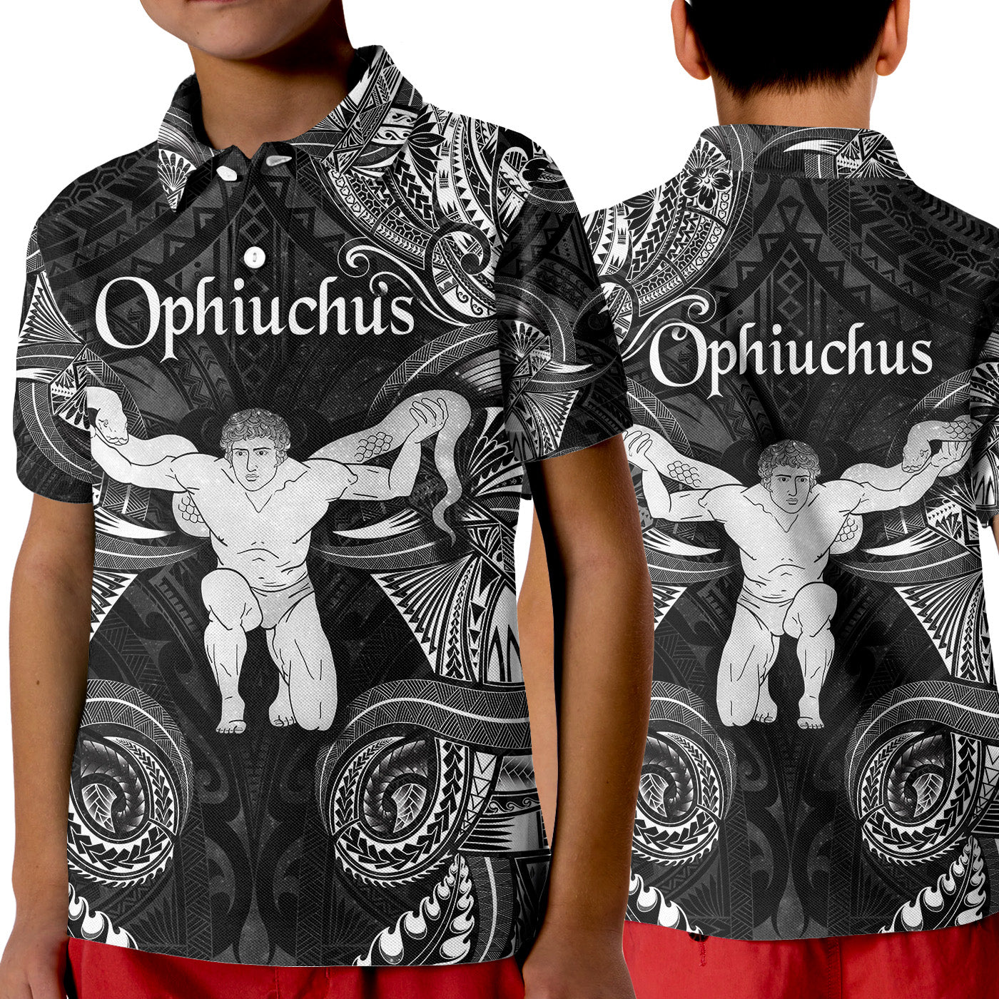 Ophiuchus Zodiac Polynesian Polo Shirt KID Unique Style - Black LT8 Unisex Black - Polynesian Pride