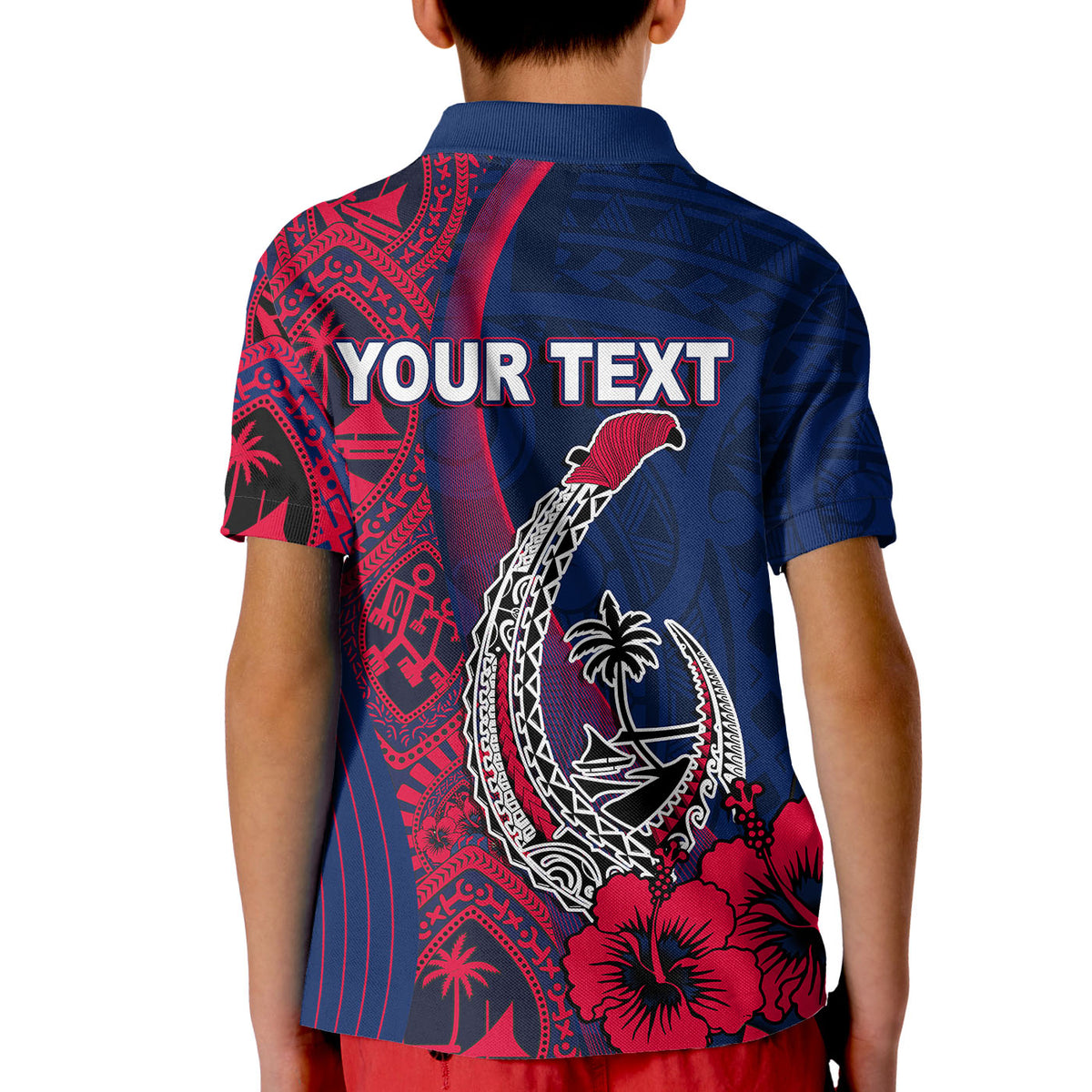 Custom Guam Fish Hook Polo Shirt KID Flag Color Style LT6 - Polynesian Pride