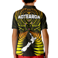 New Zealand Polo Shirt Aotearoa Fern Hei Tiki Gold Style LT13 - Polynesian Pride